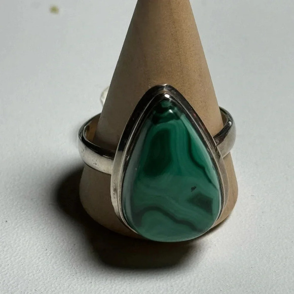 Malachite Ring | Natural Gemstone | 925 Sterling Silver | Size 11 | Jewelry - Picture 12 of 12